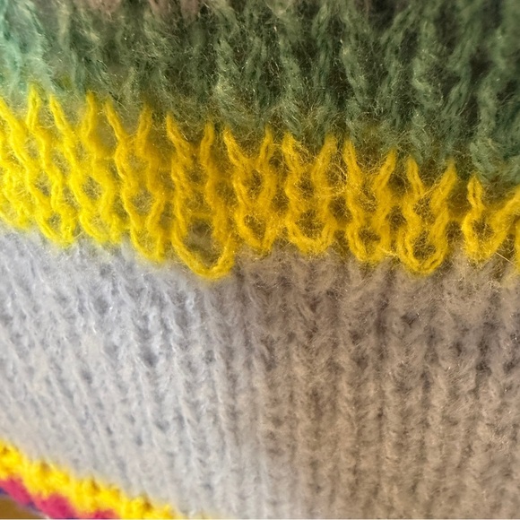 Lavender Multicolor Peace Sign Crew Neck Sweater | Size Large - Picture 7 of 8